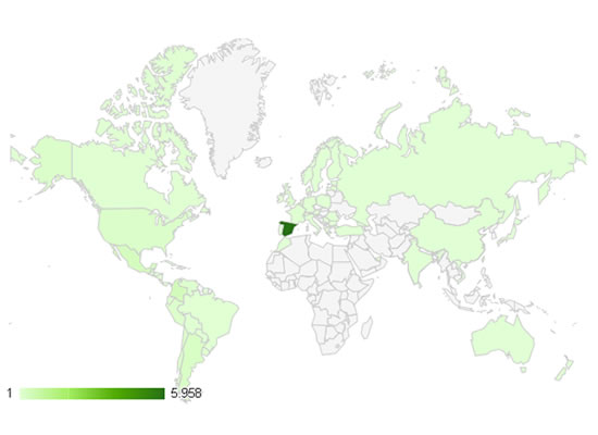 200.000 visitas 200.000 visitas: Gráfico de visitas por ubicación según Google Analytics